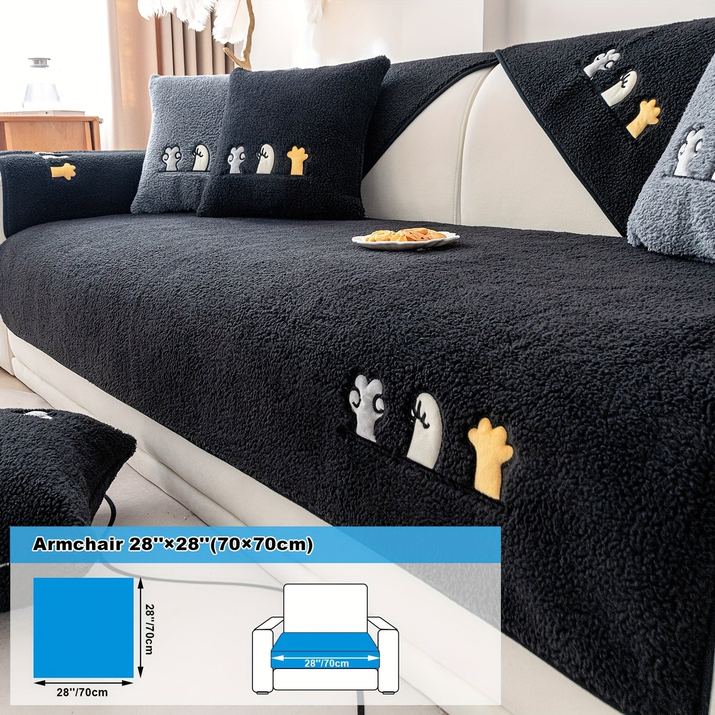 Sherpa fleece sofa slipcover pet-friendly and non-slip protector for home decor.