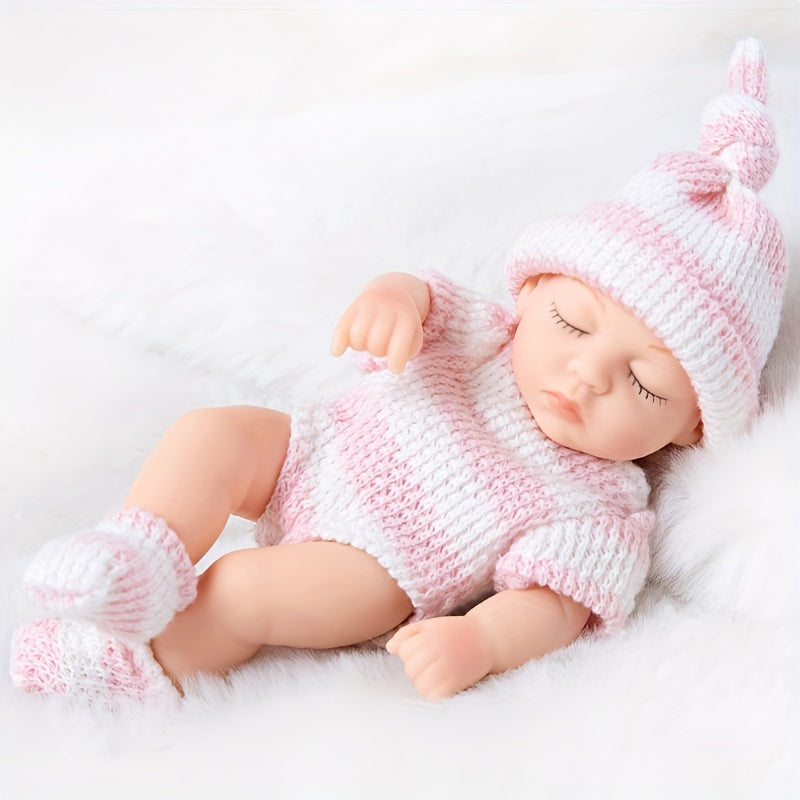 Mini Reborn Doll with Soft Glue Simulation, Full Body, Sleeping Baby Design