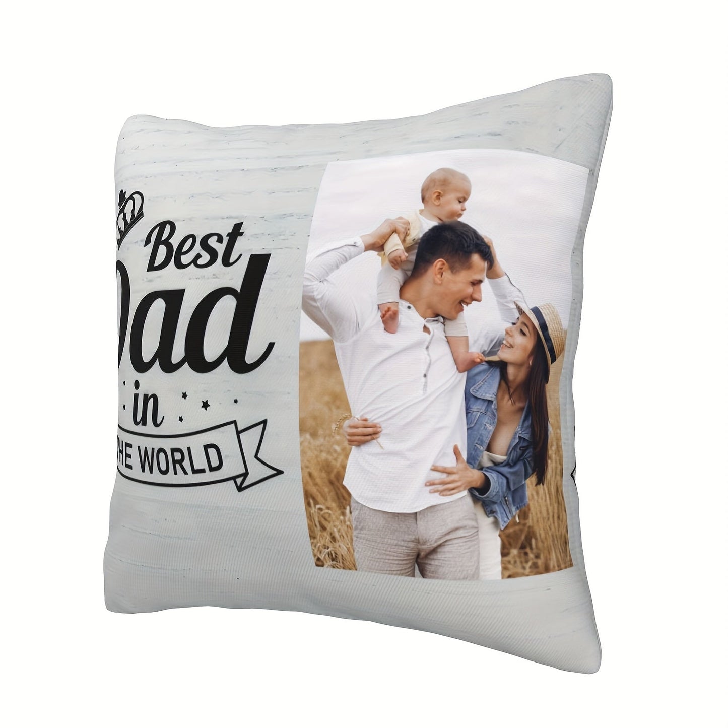 Personalized DAD Photo Pillowcase - Celebrate The World's Greatest Dad with this Special Father's Day, Christmas, Thanksgiving, Birthday Gift for Home, Room, Bedroom, Living Room, or Sofa Decor