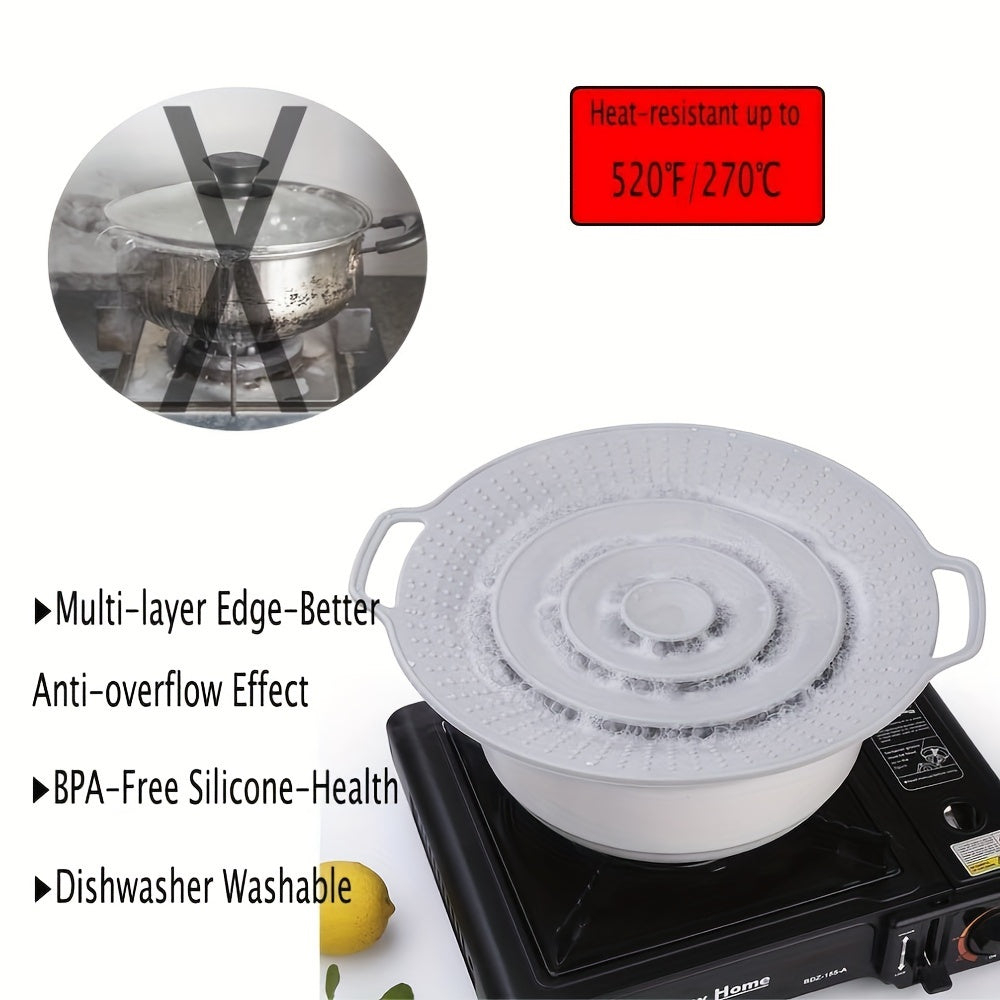 Spill Stopper Pot Lid Cover - Prevent Boiling Over with this Silicone Cover for Pots and Pans - Safeguard Your Cooking with this 30.48cm Multi-Function Lid Cover for Kitchen Use