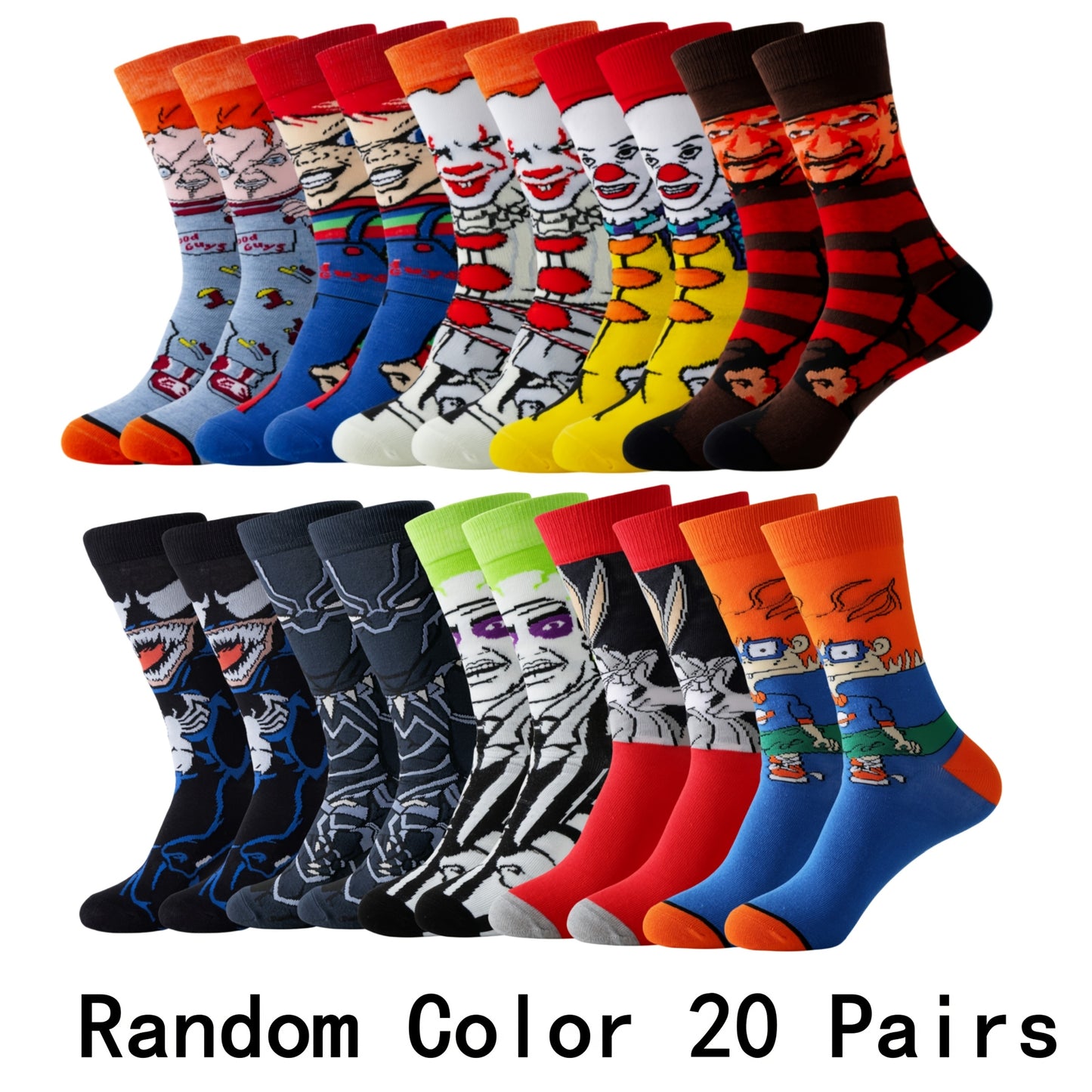 5/10pcs Cartoon Graphic Crew Socks - Perfect for All Seasons, Street Style Casual Wear