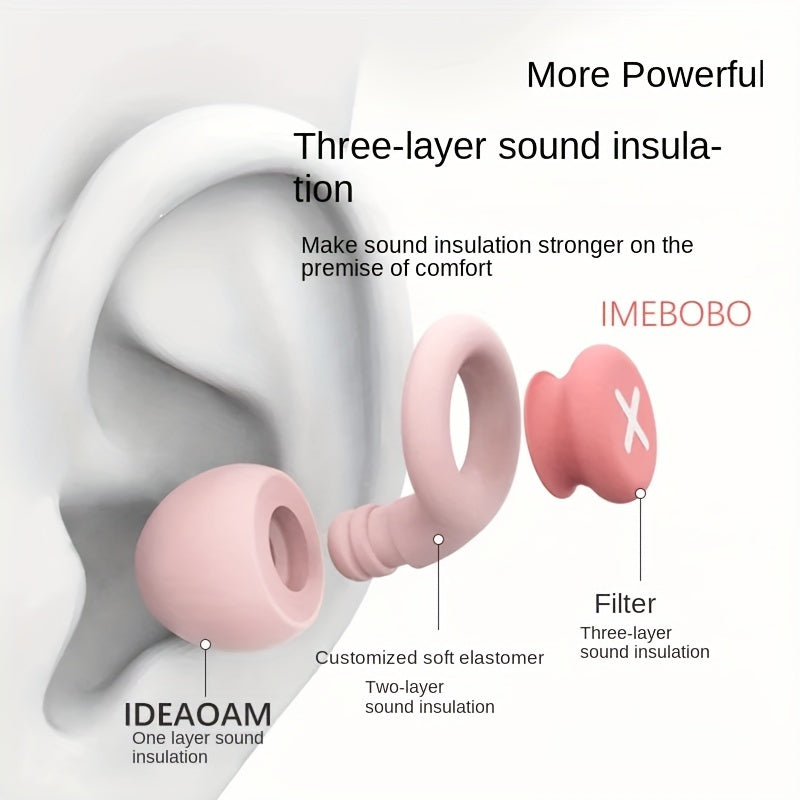 Silicone earplugs for soundproof sleep, ideal for students and professionals in noisy dorms, blocking out snoring and external noise.