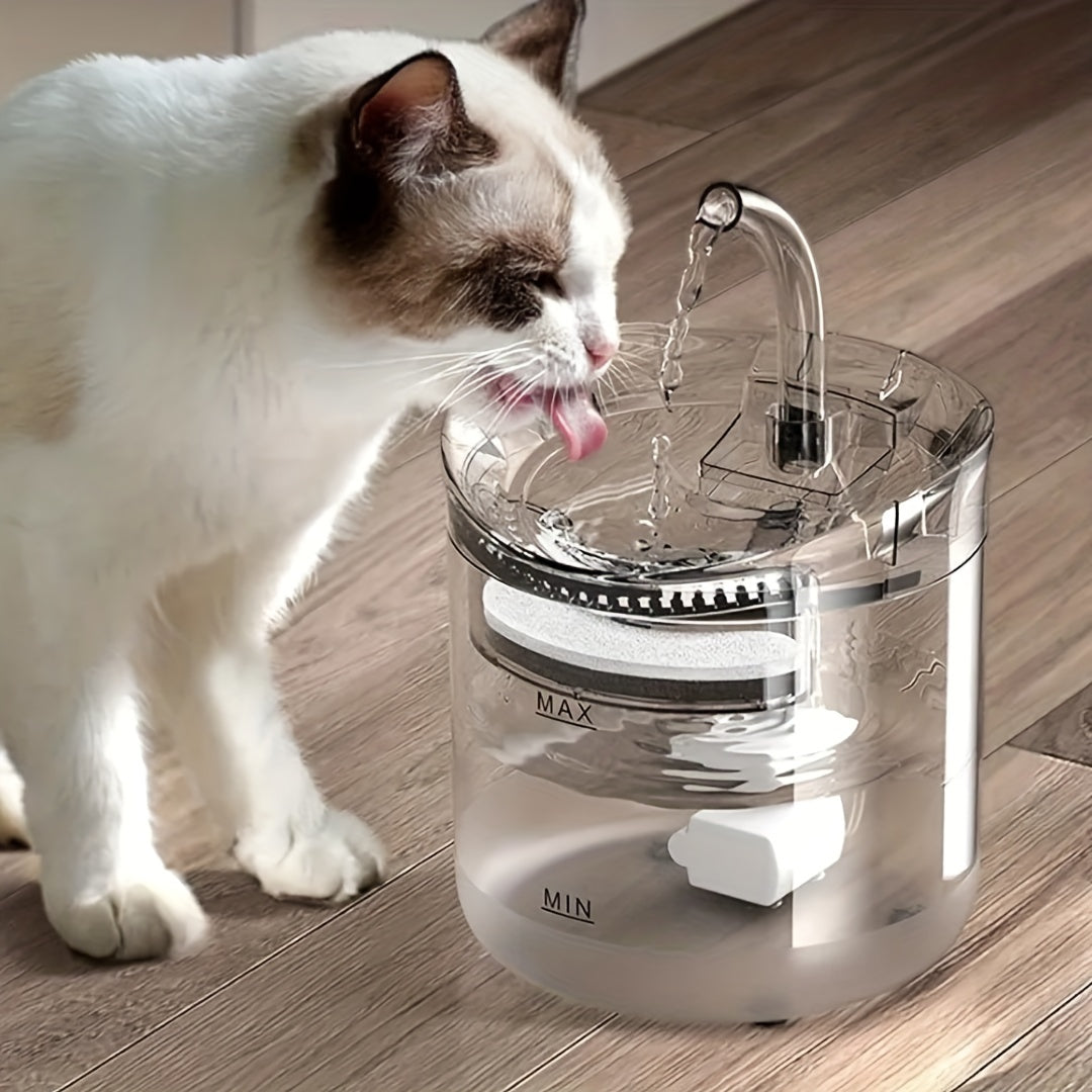 1.8L Smart Cat Water Dispenser with Faucet, Transparent Pet Water Filter Feeder