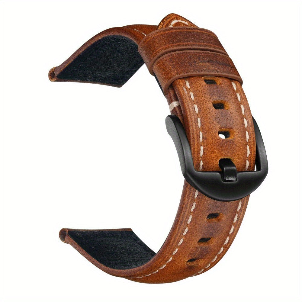 1 piece of Genuine Leather Cowhide Watch Strap, Waterproof and suitable for FT12/Apple Watch/Samsung. Perfect gift choice.