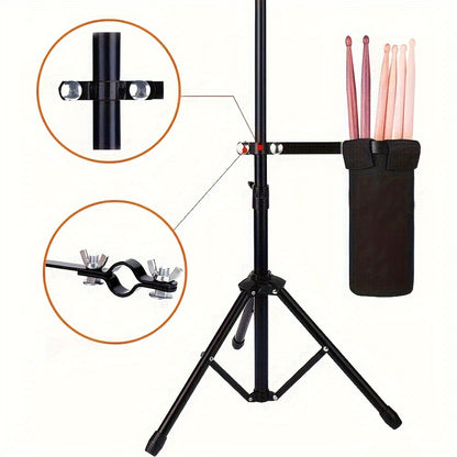 Durable waterproof nylon drumstick bag, holds 10 pairs. Features clamp-on holder and secure aluminum locking system.