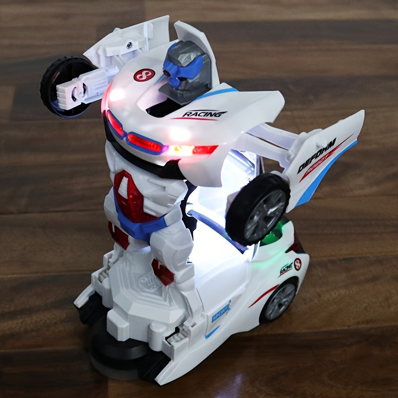 Electric toy for kids aged 3-6: Police Car Robot that transforms with lights and sounds