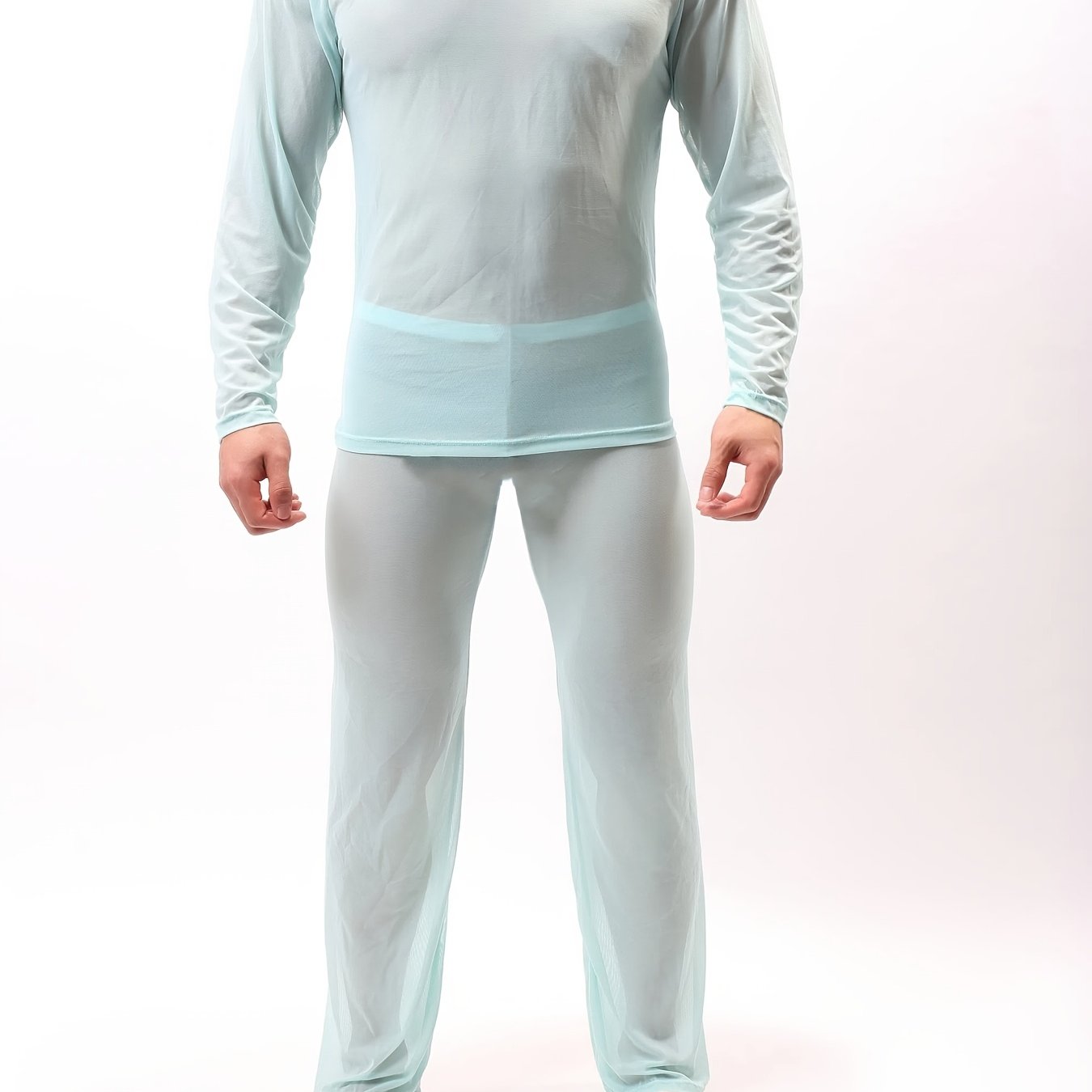 Men's Transparent Long Sleeve Loungewear Set