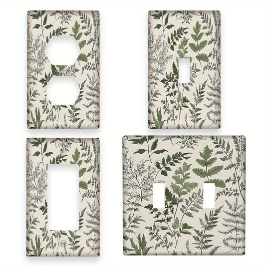 1 Sage Leaf Pattern Decorative Wallplate, 1-Gang/2-Gang Outlet Cover, No Electricity Needed, Easy to Clean, Versatile Switch Plate for Bedroom, Kitchen, Office - 1 Pack.