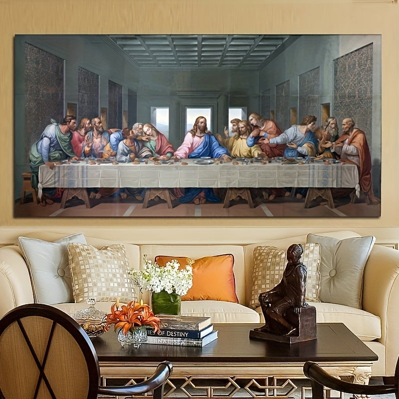 1pc Frameless Canvas Wall Art of "The Last Supper" by Leonardo Da Vinci - Vivid, Waterproof Print for Modern Living Room Decor