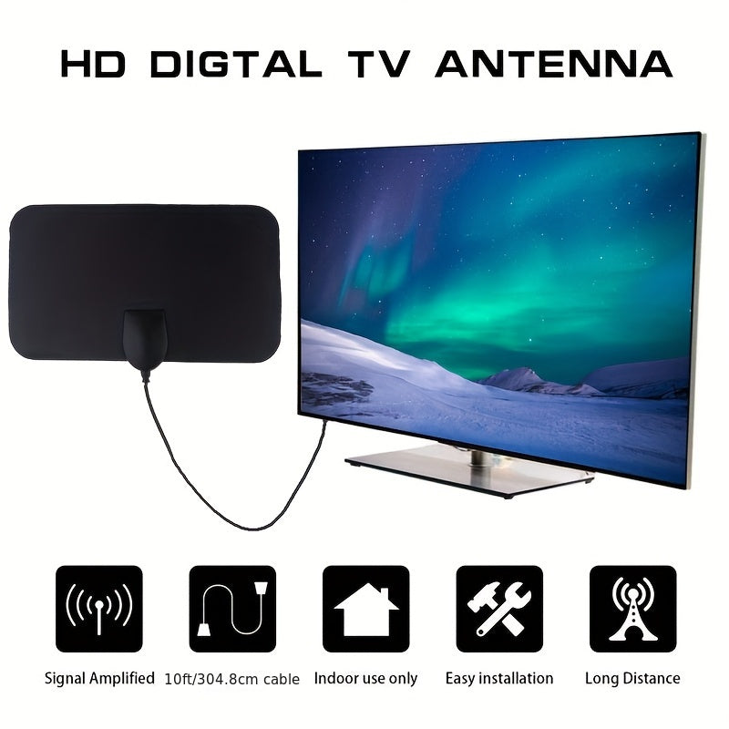 Ultra HD TV antenna for local channels, with up to 50+ miles range and signal booster. Compatible with both old and new TVs.