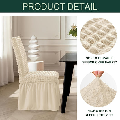 4 universal stretch chair covers with skirt, durable and washable, easy to fit and protect furniture