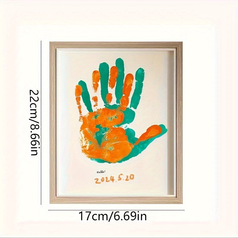 Handprint Keepsake Frame Set for Couples - Create your own painted palm print memory art with this DIY kit. Perfect for anniversaries or as a Valentine's Day gift, this wooden frame holds a single picture.