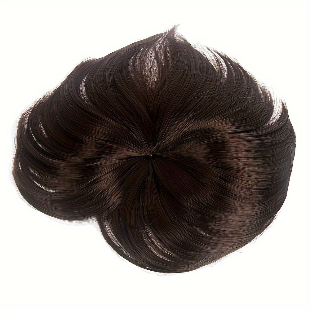 Stylish Short Fluffy Wig with Side Part and Bangs, Natural and Comfortable Hairpiece in 3 Colors for Men's Casual Wear, School Events, Parties, Cosplay, and Photos.