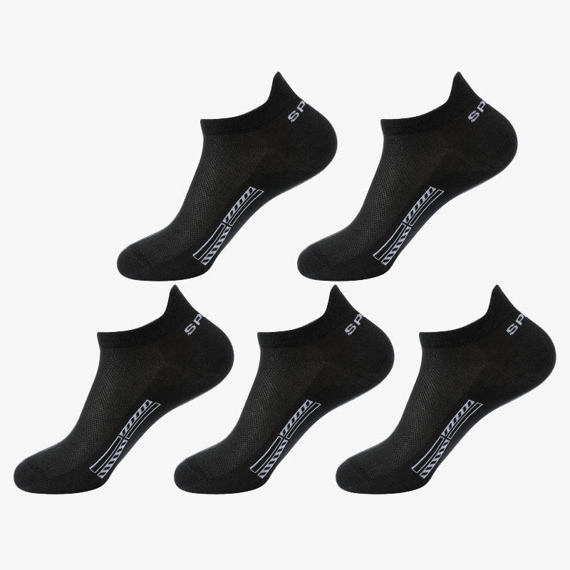 5 pairs of unisex cotton blend crew socks with anti-odor and sweat absorption, perfect for daily wear.