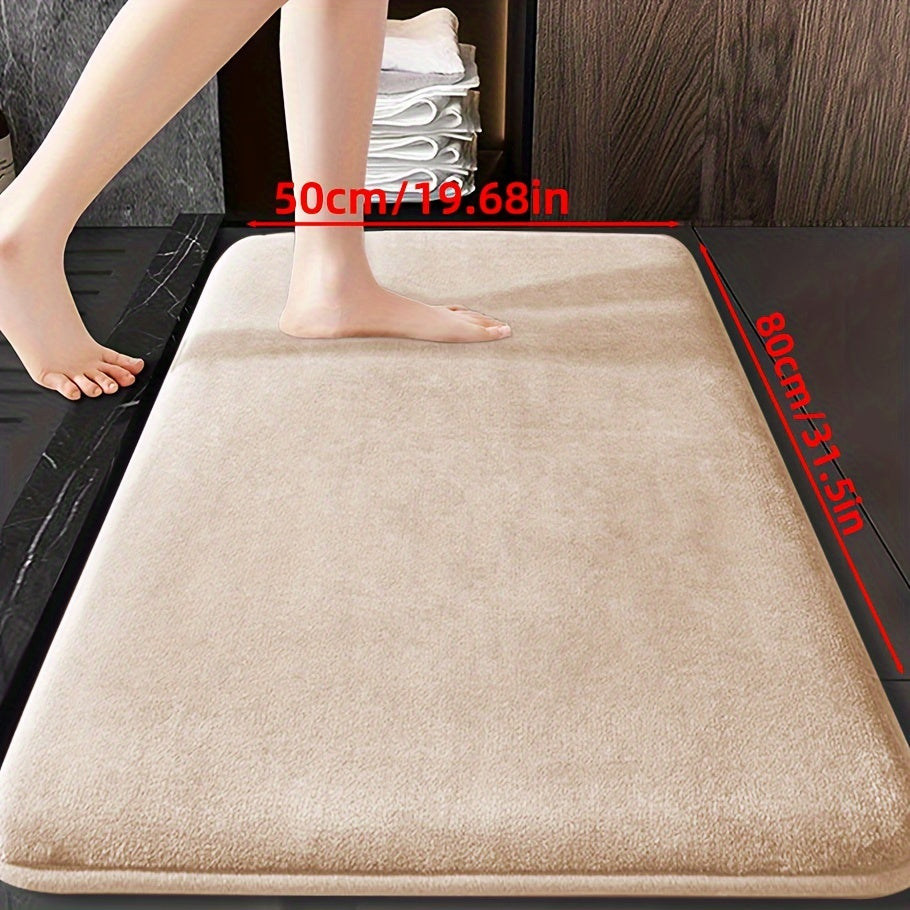 Soft and durable polyester bathroom mat with geometric design, ideal for shower, bathtub, bedroom, and living room. Versatile and non-slip, it is highly absorbent and machine washable.