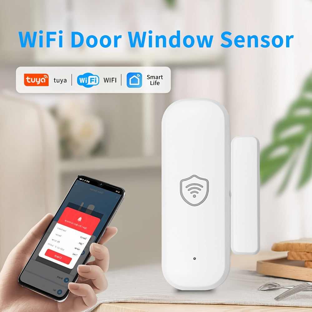 Tuya Smart Door Sensor: WiFi Security Alarm for Doors, Windows, Refrigerators - Works with Alexa and Google Assistant, Easy Installation, No Battery Needed, Pet Friendly, Drawer Fence, Home