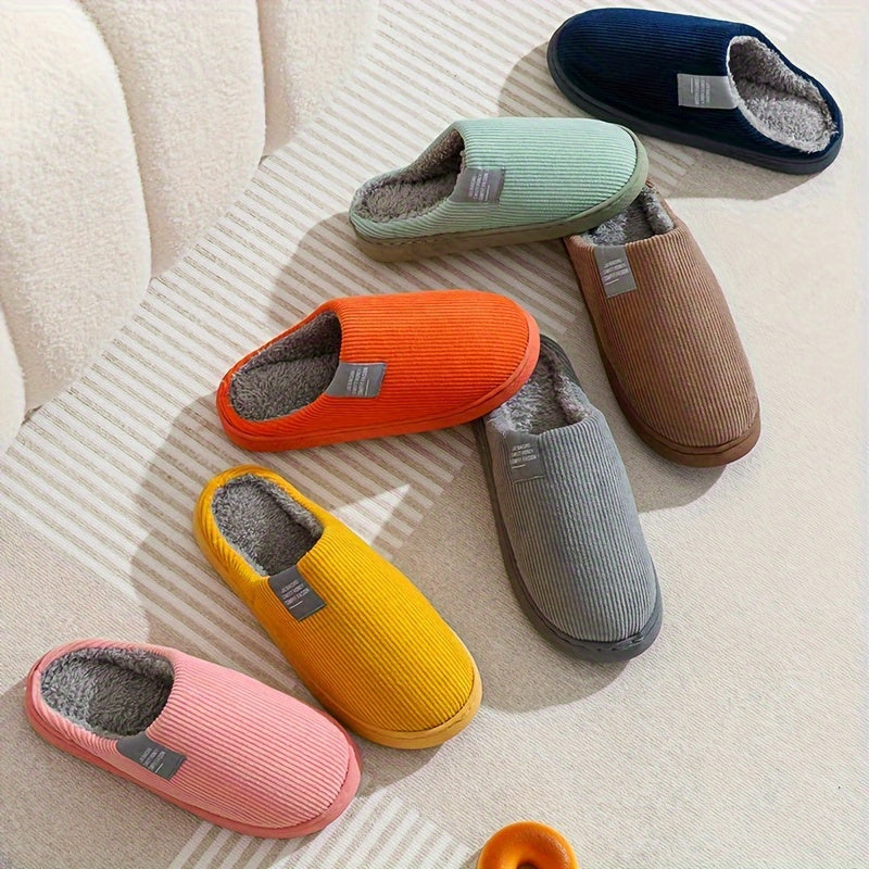 Men's Cozy Fleece-Lined Slippers: Soft, Warm Indoor Shoes for Fall/Winter