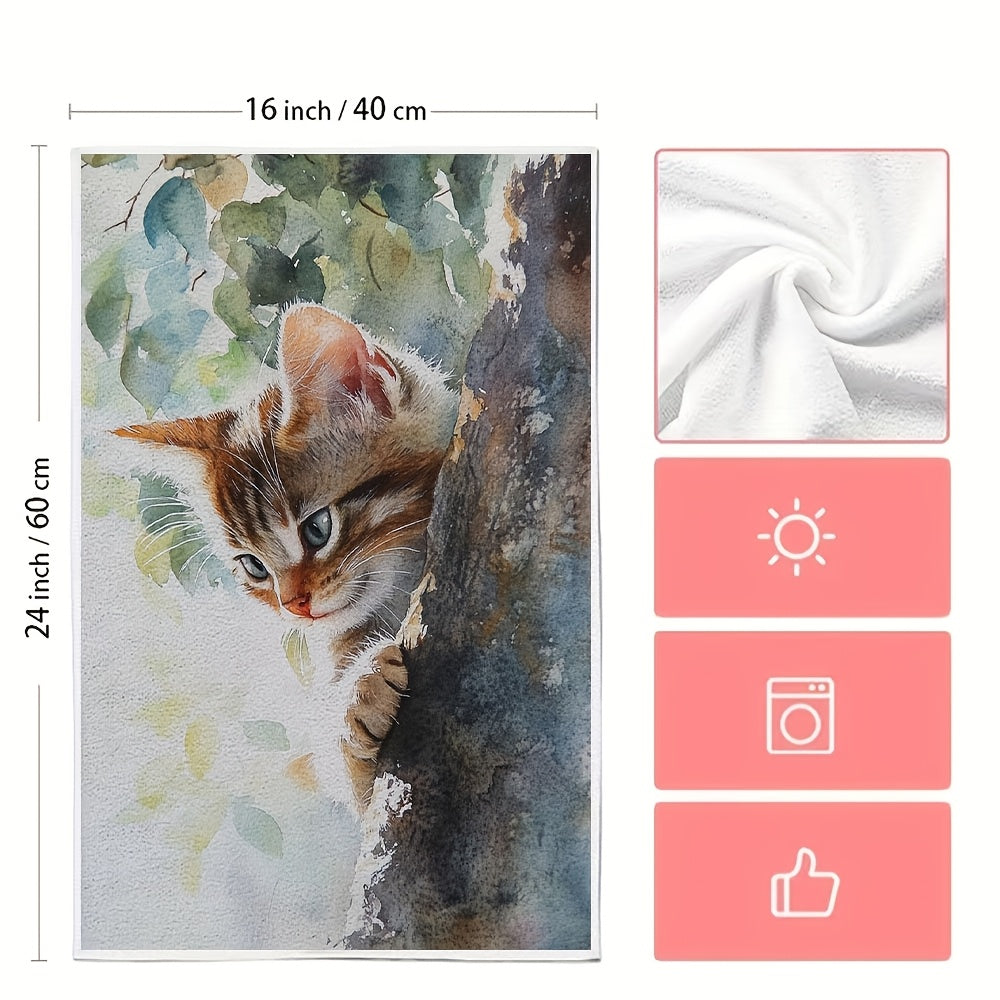 Two pieces of ultra soft kitchen towels that evoke the gentle meow of a kitten in the early morning. These highly absorbent dish hand towels are perfect for holiday decor. They are machine washable and measure 16x24 inches. Item number 2KYSYS1218528.