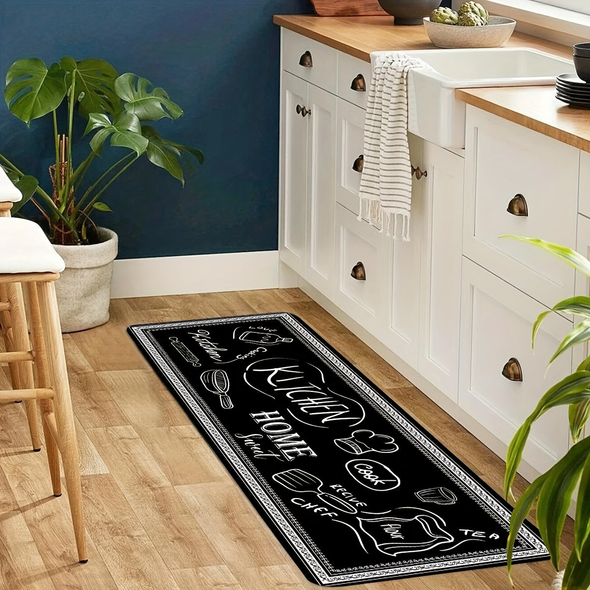 Super Absorbent Oil-Proof Kitchen Rug Set - 1 Piece, Anti-Fatigue, Waterproof, Non-Slip - Perfect for Runner, Bedside, Laundry, Farmhouse, Hallway, Home Office - Washable Carpet for Comfort and Style in the Kitchen