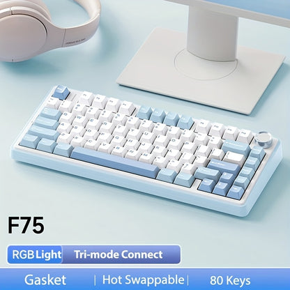 AULA F75 RGB Механическая Игровая Клавиатура: 2.4G Беспроводная/Проводная, Горячая Замена, Эргономичный Дизайн, 75% Компоновка с OEM Профилем и Уплотнительной Структурой, Настраиваемые Клавиши, Идеально для Офиса &