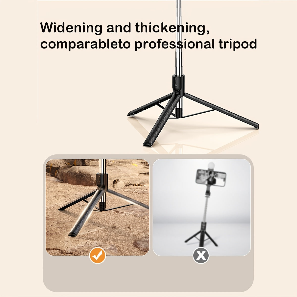 Compact selfie stick with tripod, wireless remote, fill light, and aluminum alloy construction. Compatible with iPhone 14 Pro Max/13/12/11 & Android smartphones, perfect for travel