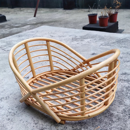 Beautiful Rattan Woven Basket for Children's Photoshoots - Ideal for Creating Stylish Poses & Cherished Memories, Ivory