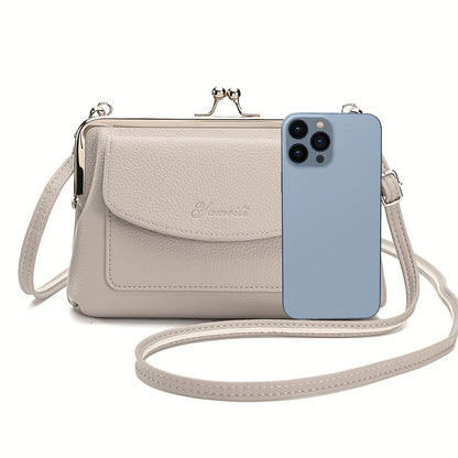 Chic beige crossbody bag for women with adjustable strap, flap closure, and large capacity. Ideal for both casual and evening wear.