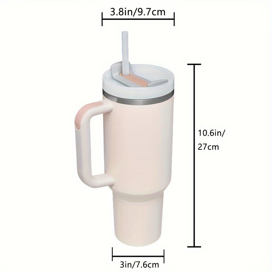 1 ta zanglamas po'latdan yasalgan 40oz tumbler, tutqichi, qopqog'i va solgich bilan, harakatda suyuqlik ichish uchun, yozgi ichimliklar va sayohat uchun mukammal, ko'p maqsadli sovg'a variant.