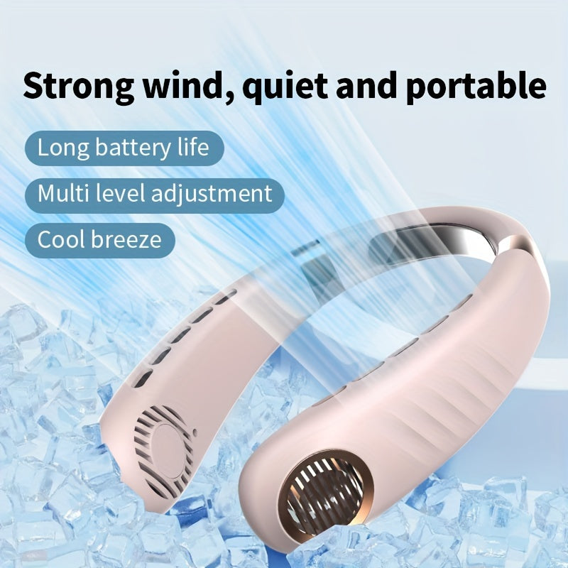 The Portable Bladeless Fan features a hands-free wearable headset design, with USB rechargeable capabilities and a built-in lithium battery. This 5W personal cooling fan is perfect for use at home, in the office, outdoors, while traveling, or during