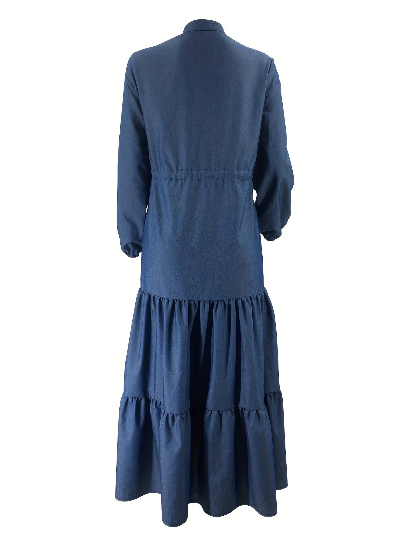 Ramadan Button Front Modest Dress, Women's Elegant Long Sleeve Loose Maxi Dress.