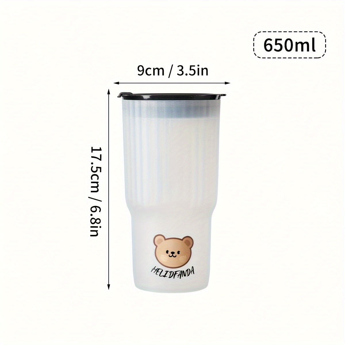 650ml Cute Bear Design Plastic Water Bottle, Leak-proof and Portable coffee cup, ideal for both youngsters and adults on the go.