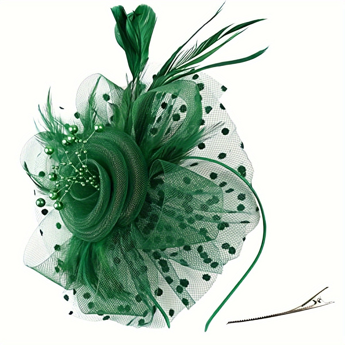 Women's Vintage Chic Fascinator Hat - Elegant 50s & 60s Style with Beautiful Mesh Flower, Feathers, and Clip Headband - Ideal for Tea Parties, Derby Days, Weddings, and Retro Gatherings