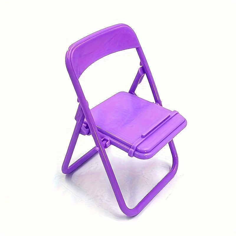 Folding Chair Phone Holder made of Plastic - Single Pack, Chair-shaped Tabletop Mini Jewelry Stand, Portable Display Rack with Rectangle Base, Perfect for Desk & Reading, No Electricity Required