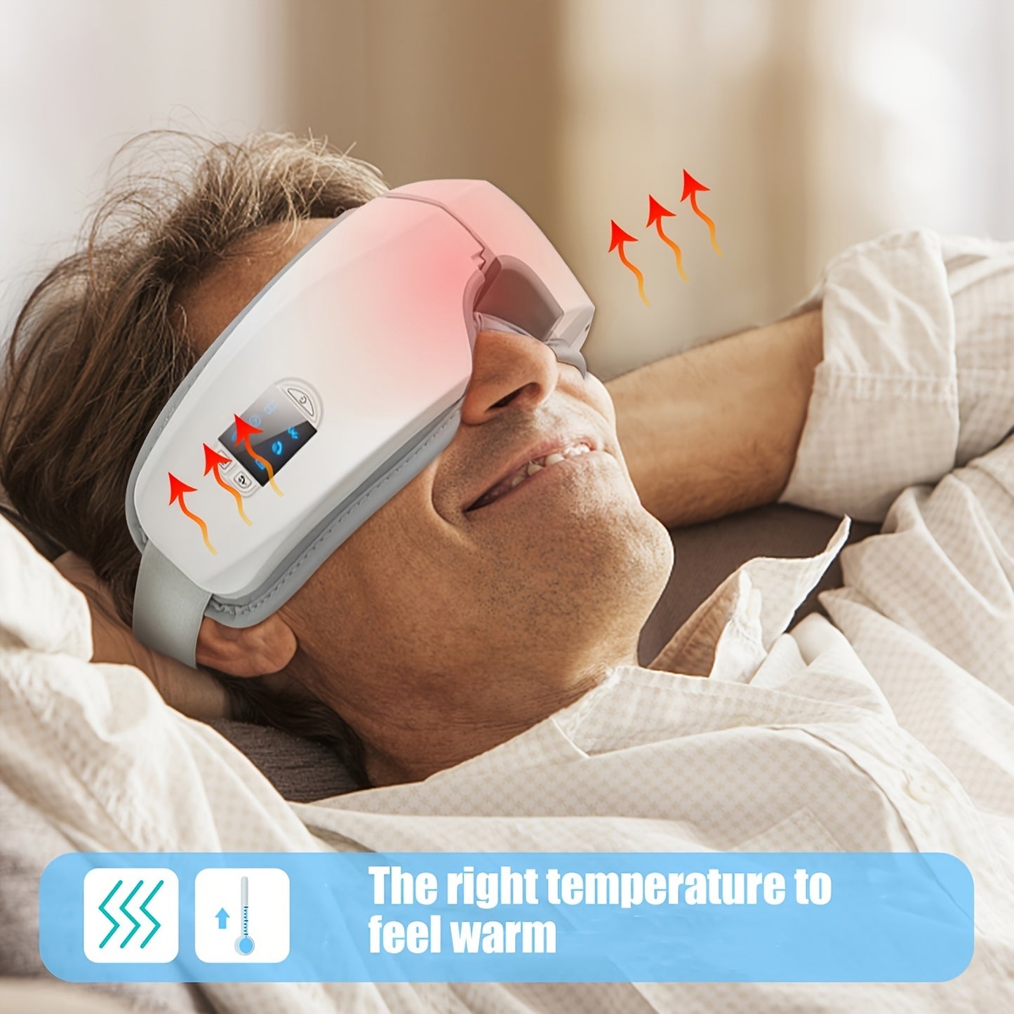 Rechargeable 4D Eye Massager with Heat, Vibration, Music - Formaldehyde-Free Beauty Spa Device