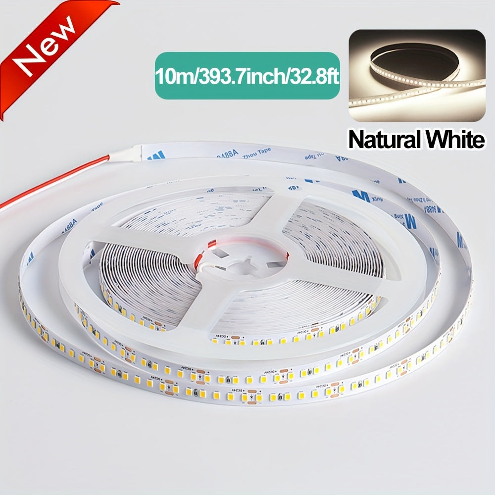 New 10.0m 2835 LED light strip, 24V, 120LEDs/m, white string light for office, hotels, malls, room decoration. Plastic material, DC 24V power supply, non-battery, no electronics.