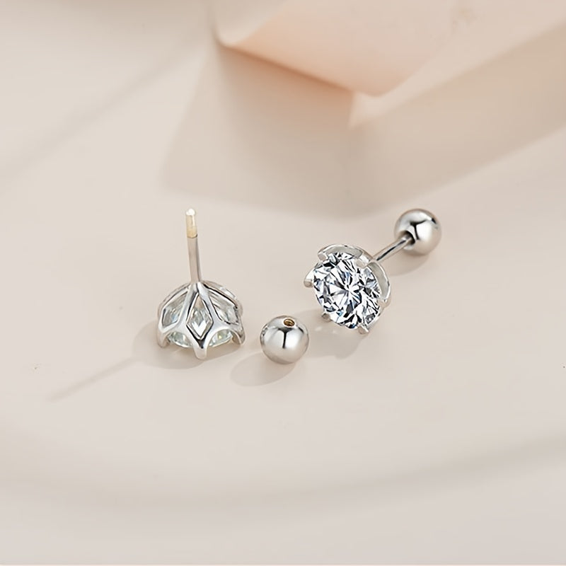 Luxurious Classic Round Shaped Stud Earrings in 18K Gold Plated Sterling Silver with Moissanite Gems. Perfect for Daily Wear, Date Nights, Parties, Vacations, Banquets, and Festivals. Ideal for Mother's Day gift. Comes in a beautiful Gift Box.