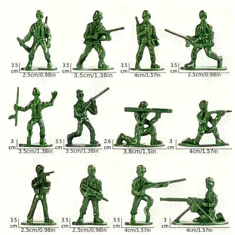 Toy sets for military models, leadership and platoon training, in yellow and green colors made of plastic.