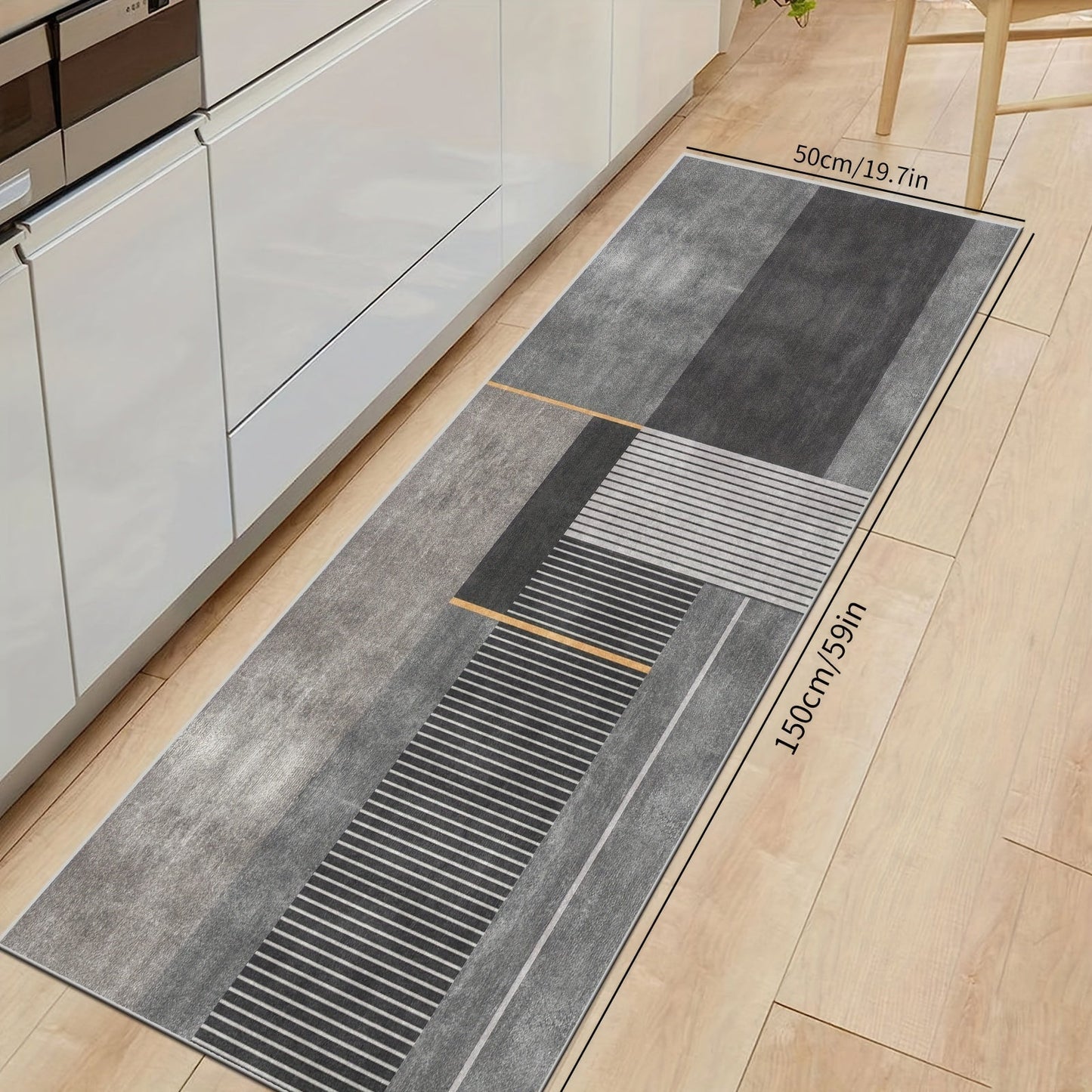 Non-Slip Kitchen Mat with Luxury Design - Oil & Waterproof, Easy-Care Machine Washable Polyester Runner Rug for Stylish Home Decor