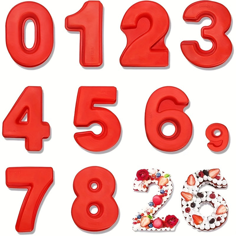 Silicone Cake Mold for 3D Large Cakes featuring Numbers 0-9, Perfect for Birthdays and Wedding Anniversaries