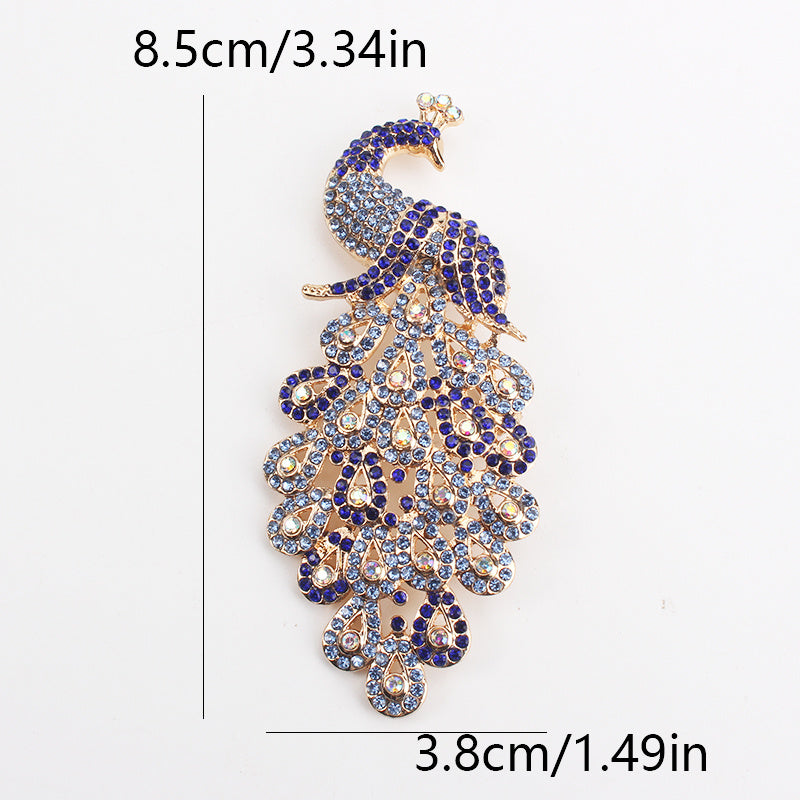 Elegant Clothing Accessory: Vintage-Inspired Rhinestone Peacock Brooch in Unique Shape