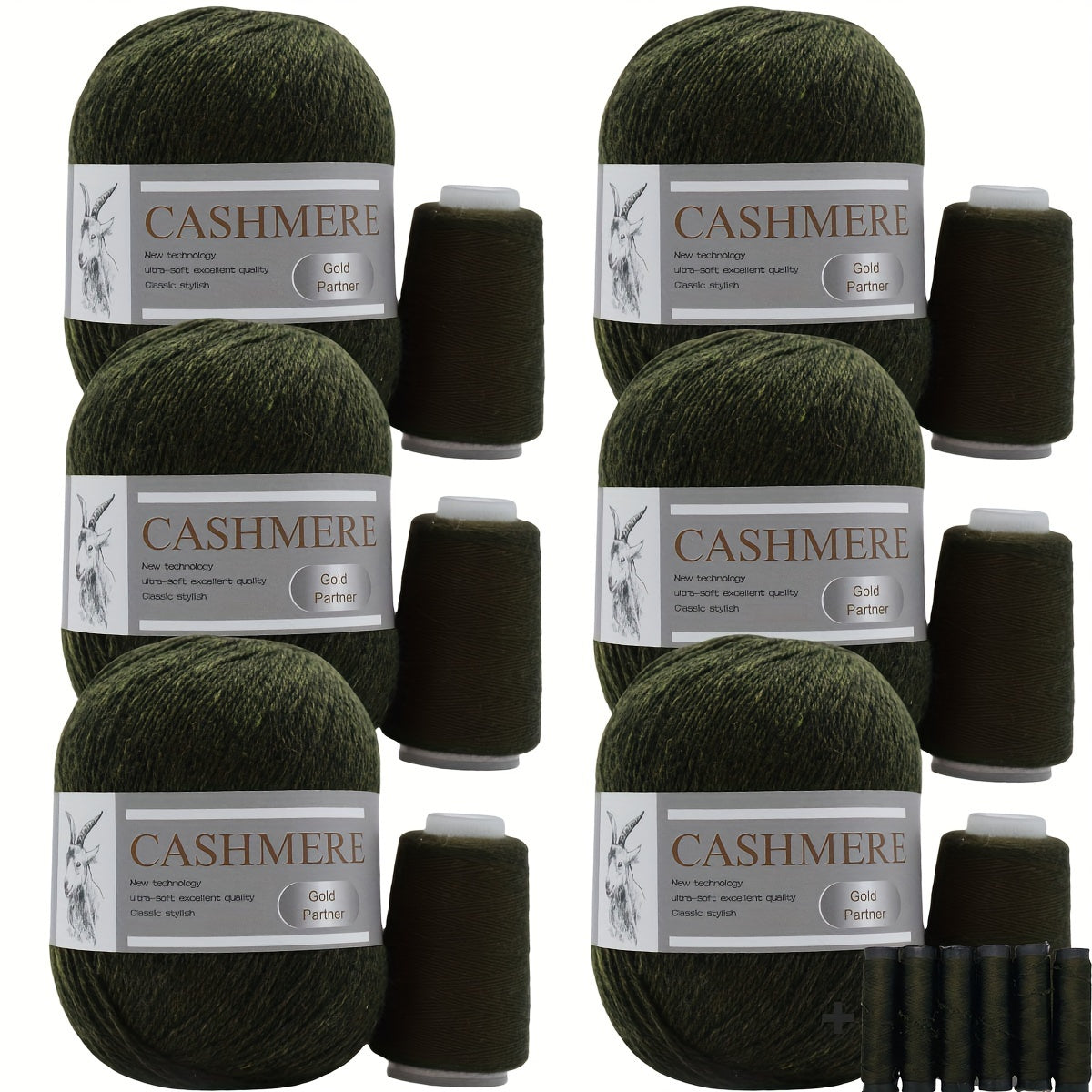 6 luxurious cashmere yarns for hand knitting and crocheting. Ideal for making sweaters, scarves, hats, shawls, cardigans, and gloves. High-quality, soft, warm, multicolored bundle in 10.58