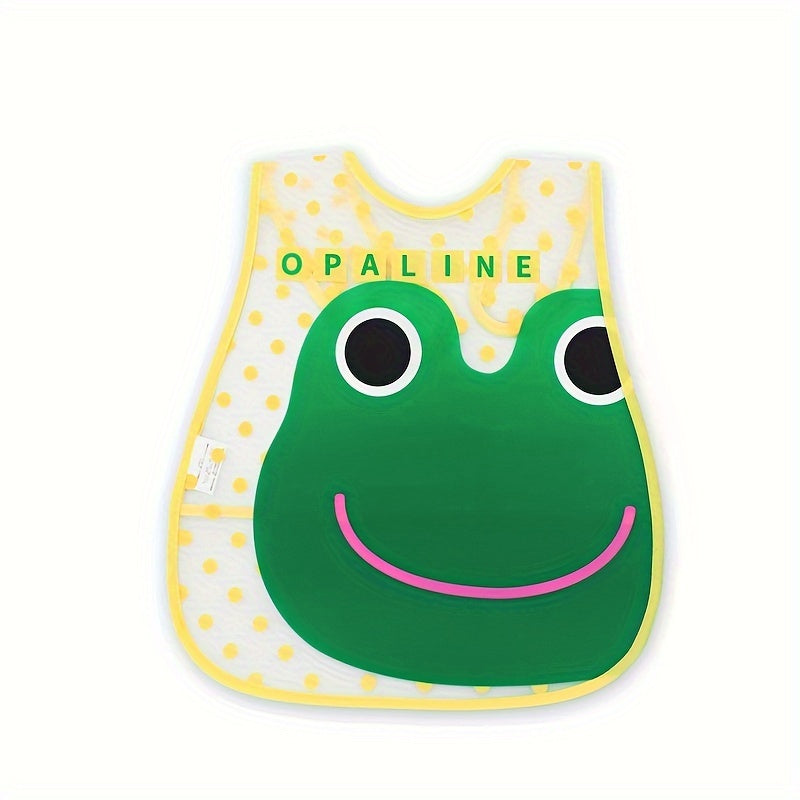 Waterproof bib for boys and girls with snap closure, dirt-resistant pockets, cute strawberry and car prints, made of comfortable EVA material. Suitable for universal feeding, featuring