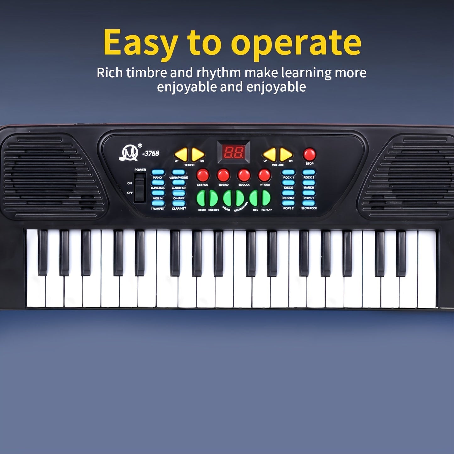 The perfect musical gift for teens - a portable 37 key electronic piano keyboard designed for beginners. Complete with a microphone, this educational music toy is ideal for Halloween, Christmas, birthdays, and beyond.