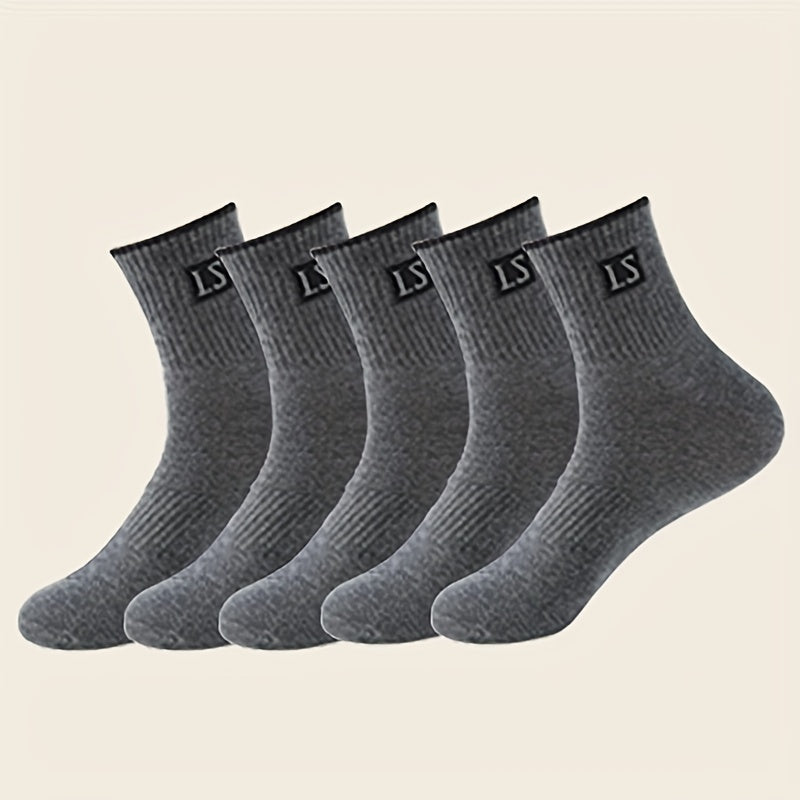 5 pairs of men's striped thermal crew socks