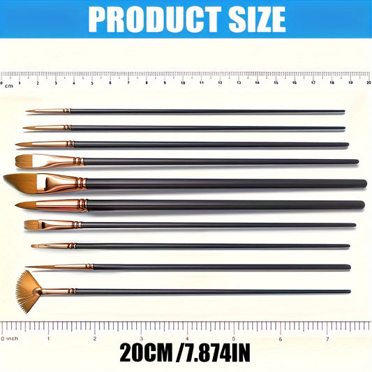 Professional 12-Piece Paint Brush Set, Nylon Material, Washable, Ideal for Acrylic, Watercolor, Oil Painting. Suitable for Canvas, Fabric, and Crafts. Perfect for Artists of all Levels.