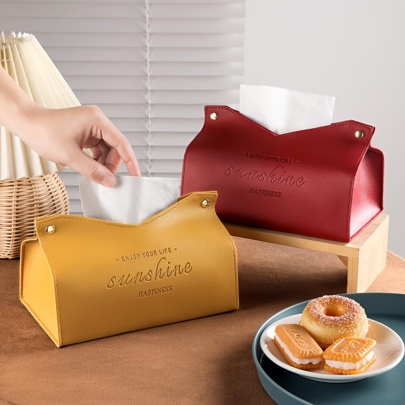 1 piece of leather tissue box for car and home decoration, large storage box for napkins, suitable for living room, bedroom, kitchen, and desktop. Makes a perfect Christmas or Halloween gift.