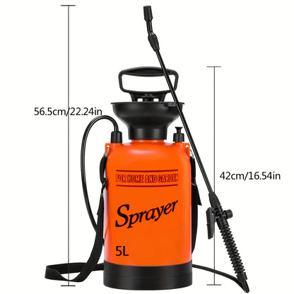 1 Set Pump Pressure Sprayer, 0.8-2 Gallon/5L with Adjustable Shoulder Strap for Plants, Garden Watering, and Cleaning.