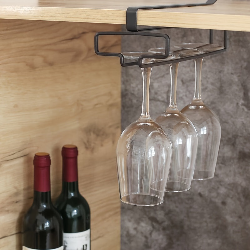 Metal Stemware Rack for 1 piece, Hanging Storage Organizer for Glassware under Cabinet, Modern Home Bar No-Drill Hanger