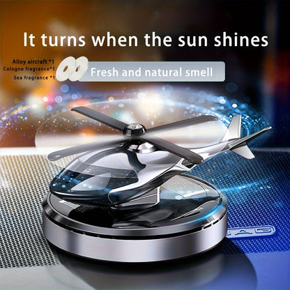 AAZRZRZ Solar-Powered Helicopter Car Air Freshener made of Aluminum Alloy with Long-Lasting Natural Fragrance for Men and Women.