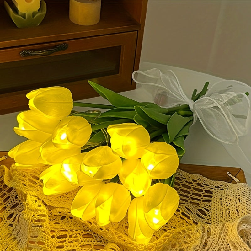 Tulip Lamp set includes LED Simulation Bouquet Night Light and Hand Bouquet Lamp, perfect for room decoration.